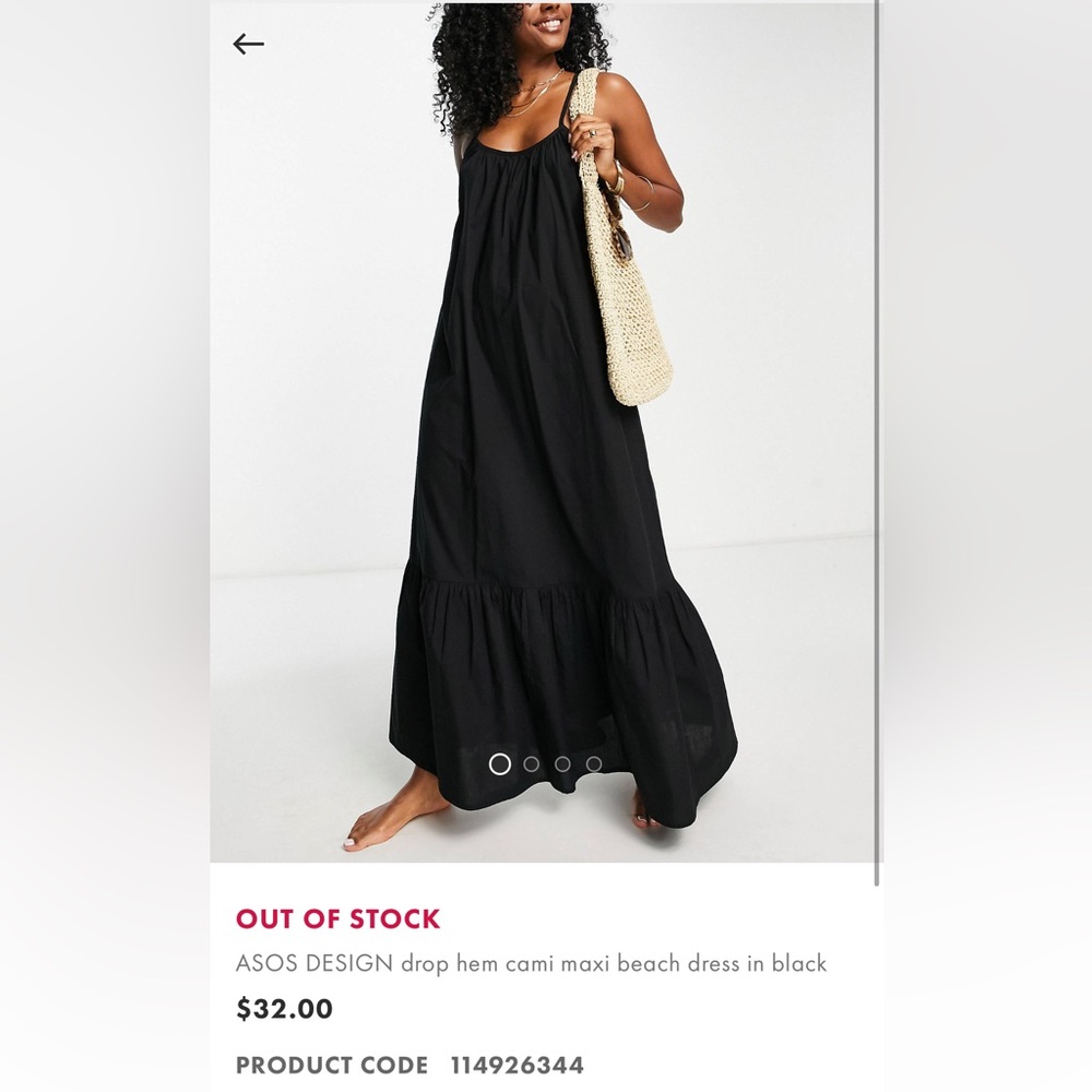 ASOS Design Drop Hem Cami Maxi Beach Dress in Black